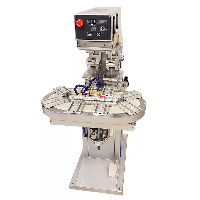 Napa Mesin Cetak Pad Meja Rotary Rong Warna minangka Pilihan Paling Apik kanggo Printing Multi-Warna Kacepetan Dhuwur lan Presisi
